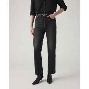 Levis Ribcage Straight Ankle Jeans Loom About Faded Black Womens 27